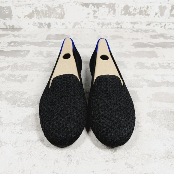NEW Rothy's The Flat Black Knit Round Toe Slip On Loafers C865
